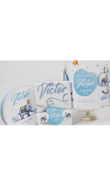 Trusou de botez cu elefanti si broderie pentru baieti, Bebe Elefant 20